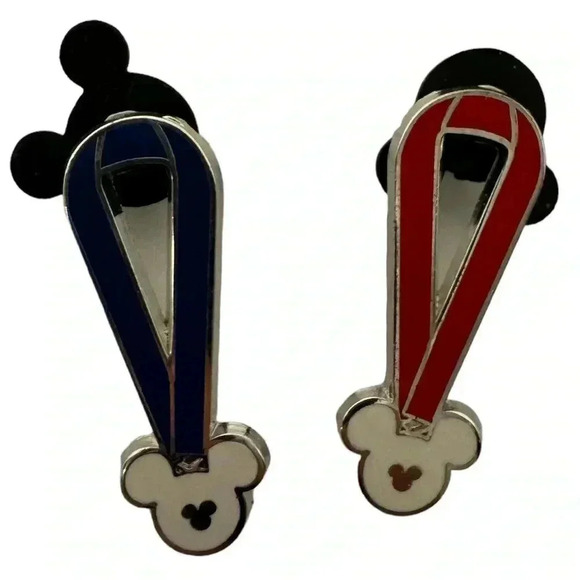 Set of 2 2010 Disney Hidden Mickey Red/Blue Lanyard Trading Pins Authentic - Picture 2 of 4